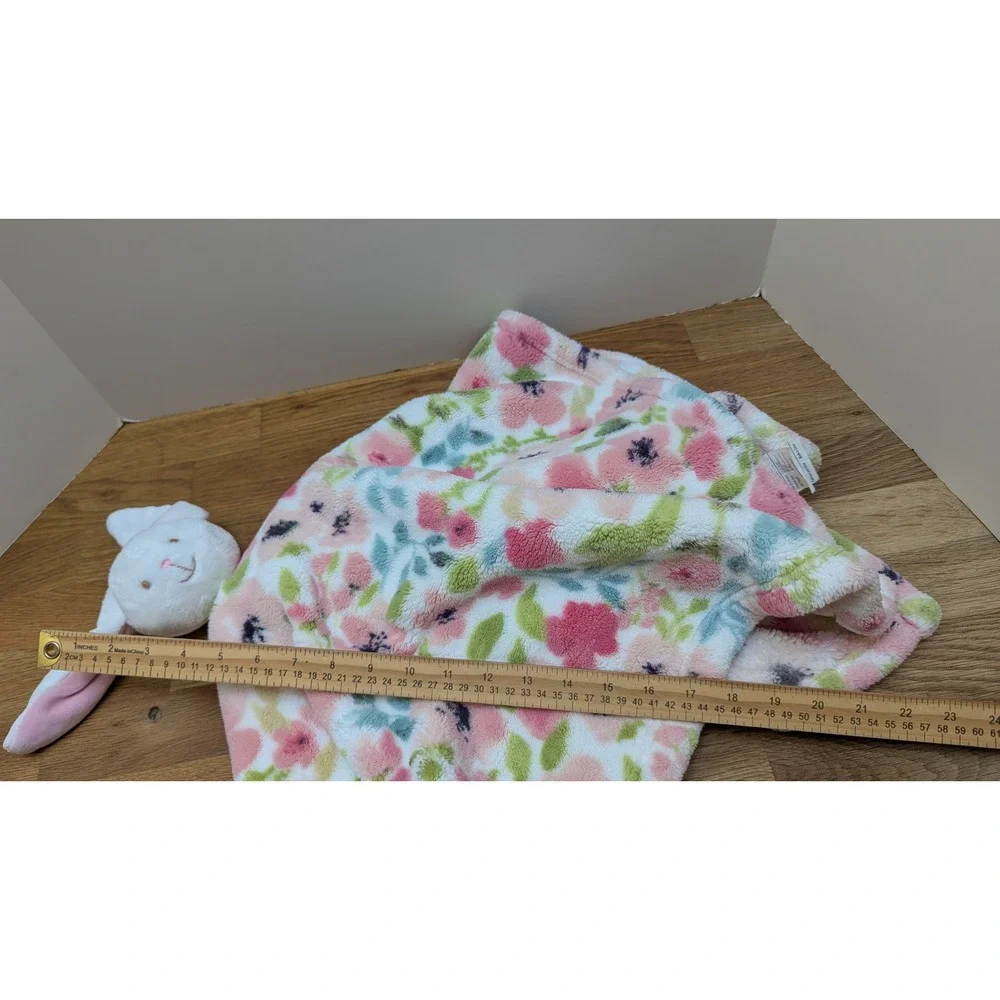 Thro Baby Large Plush Bunny Rabbit Lovey Security Blanket Pink Floral